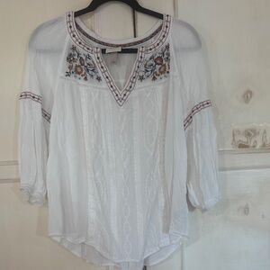 Knox Rose White Blouse with Floral Embroidery